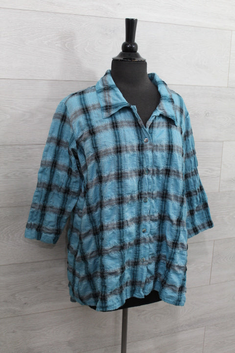 Cut Loose Crinkle Plaid - High Low Shirt