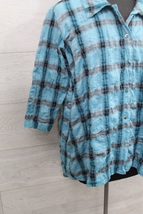 Cut Loose Crinkle Plaid - High Low Shirt