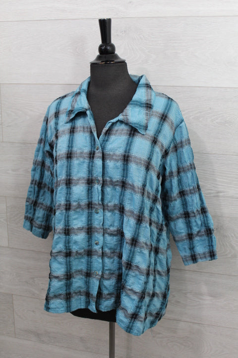 Cut Loose Crinkle Plaid - High Low Shirt