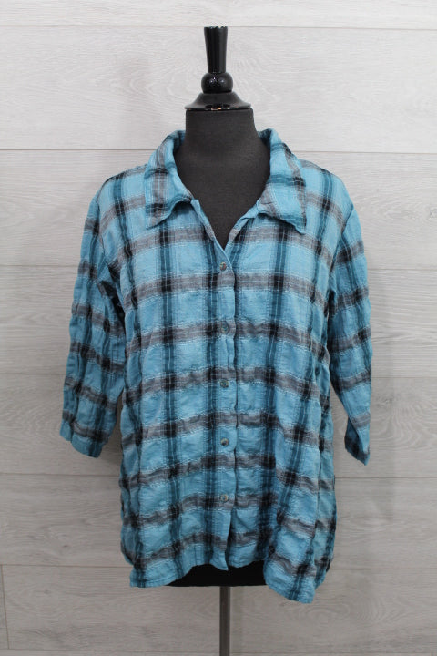 Cut Loose Crinkle Plaid - High Low Shirt