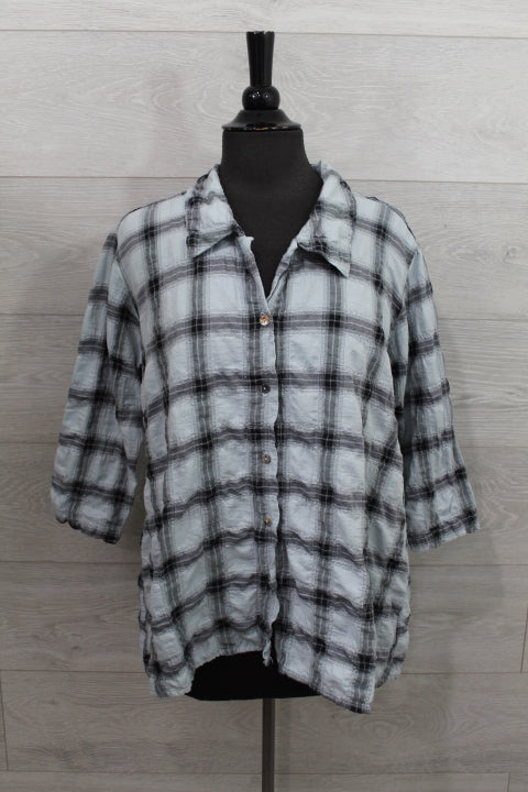 Cut Loose Crinkle Plaid - High Low Shirt