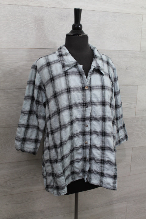 Cut Loose Crinkle Plaid - High Low Shirt