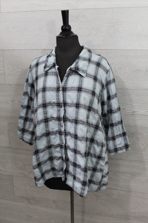 Cut Loose Crinkle Plaid - High Low Shirt