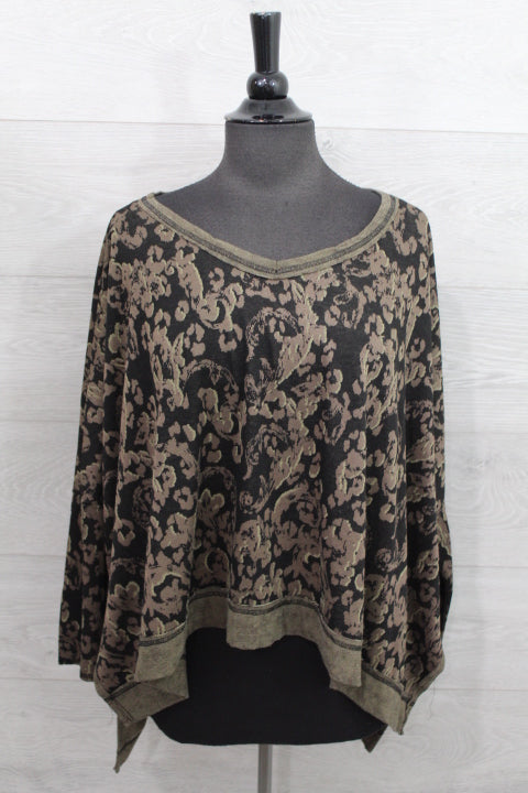 Cut Loose Floral Jacquard - One Size Deep V FINAL SALE ITEM