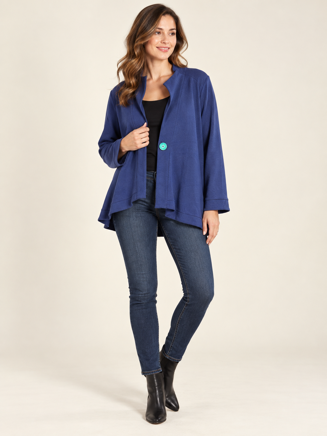 Focus Clothing - Artful Ease One-Button Draped Cardigan Jacket FINAL SALE ITEM