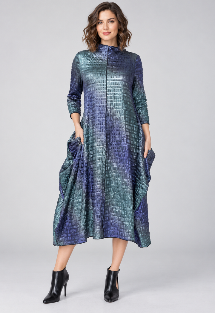 IC Collection - Midnight Shimmer Textured Cocoon Dress