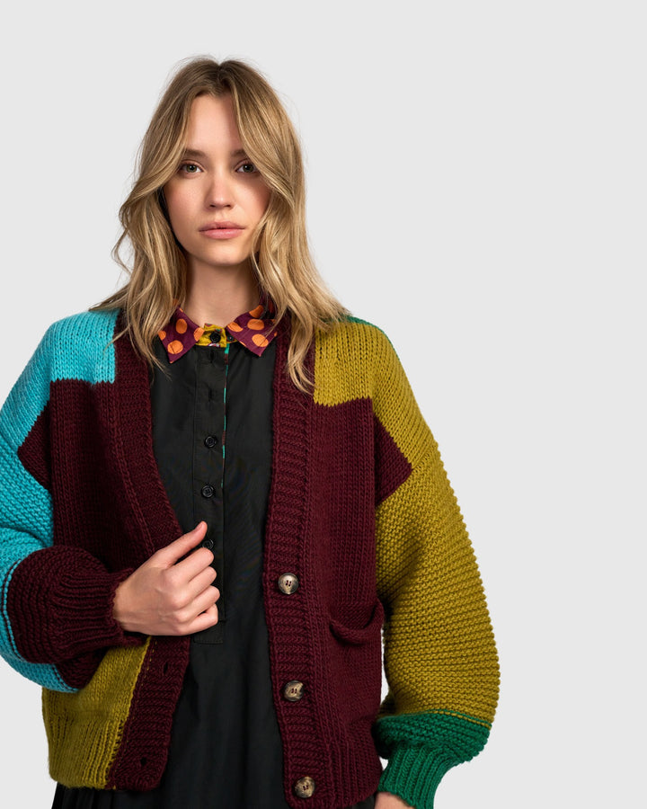 Alembika Clothing - Carnival Chunky Cardigan, Primary Mix