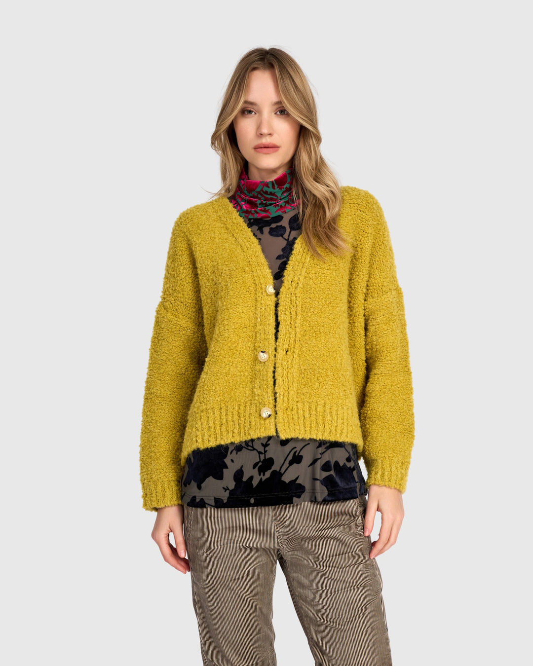 Alembika Clothing - Teddy Boucle Cardigan, Sunflower