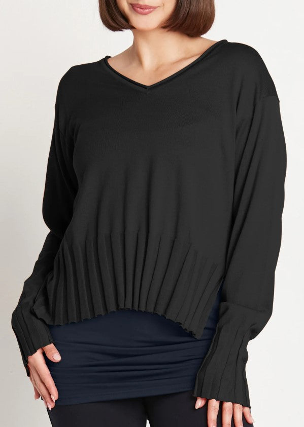 Planet By Laren G - Pima Cotton Cropped V Neck Sweater