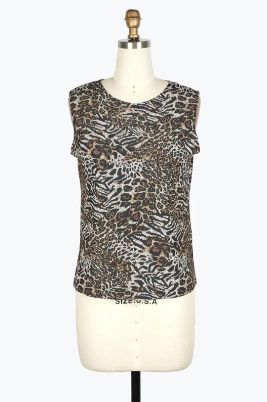 Damee Clothing - ANIMAL&LACE PRINT DENIM MESH TWIN SET