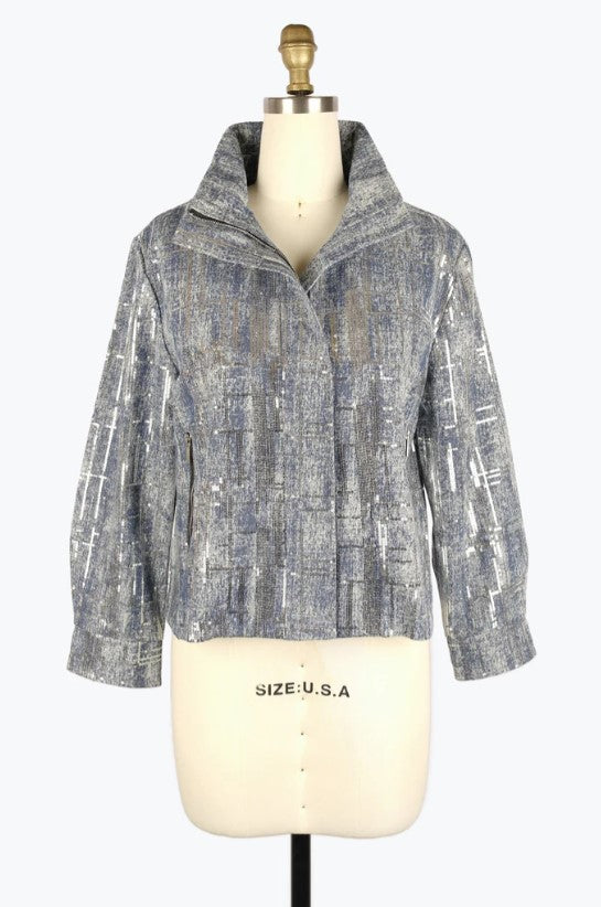 Damee Jackets - SEQUINED DENIM BIKER JKT