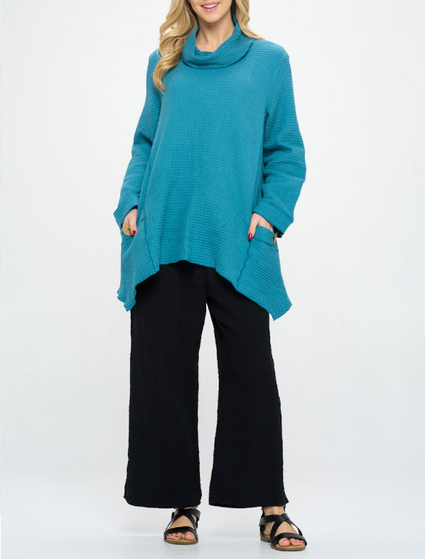 Focus Clothing - Feather Waffle Mock Neck Merrow Tunic FINAL SALE ITEM