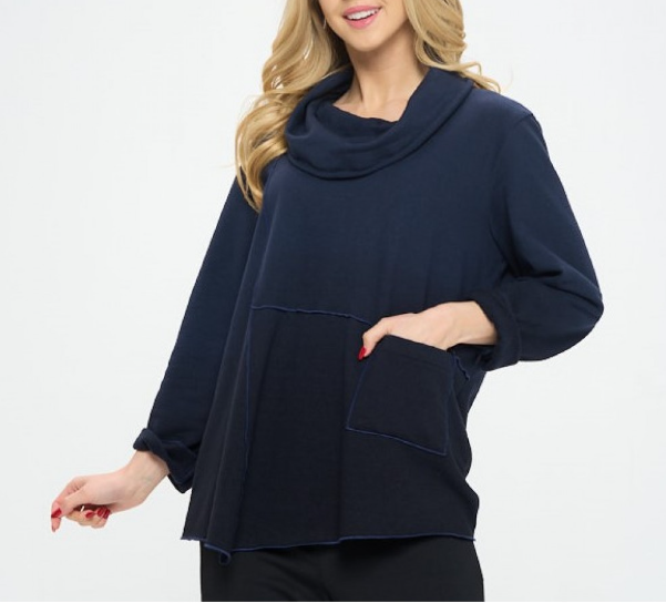 Focus Clothing - Fleece Terry Mock Neck Tunic FINAL SALE ITEM