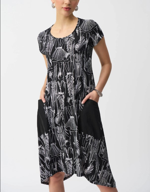 Joseph Ribkoff - Silky Knit Conversasional Print Cocoon Dress