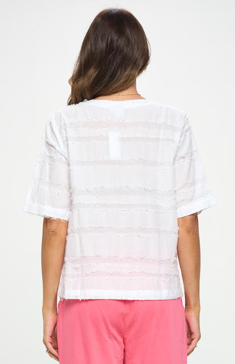 Focus Clothing - Fringe Elbow Sleeve Top FINAL SALE ITEM