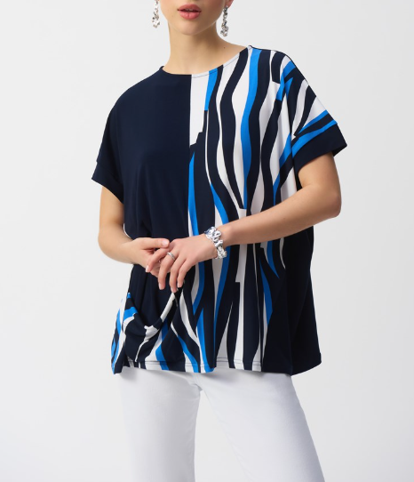 Joseph Ribkoff - Silky Knit Geometric Print Boxy Top