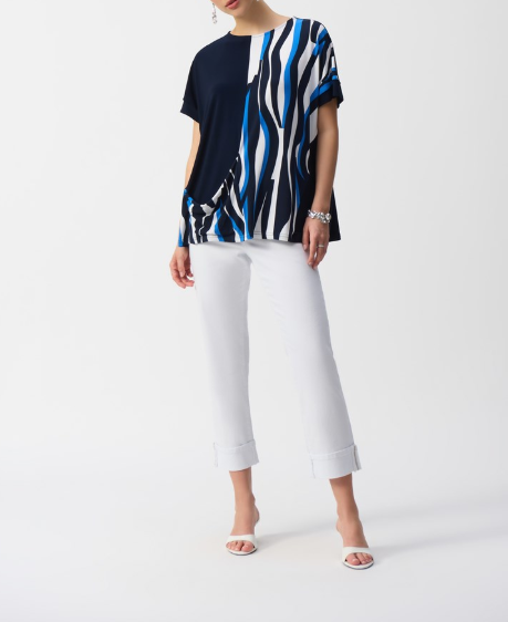 Joseph Ribkoff - Silky Knit Geometric Print Boxy Top