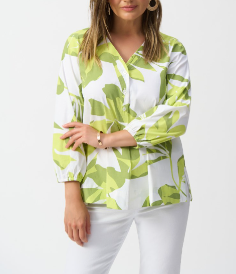 Joseph Ribkoff - Stretch Poplin Floral Print Trapeze Top