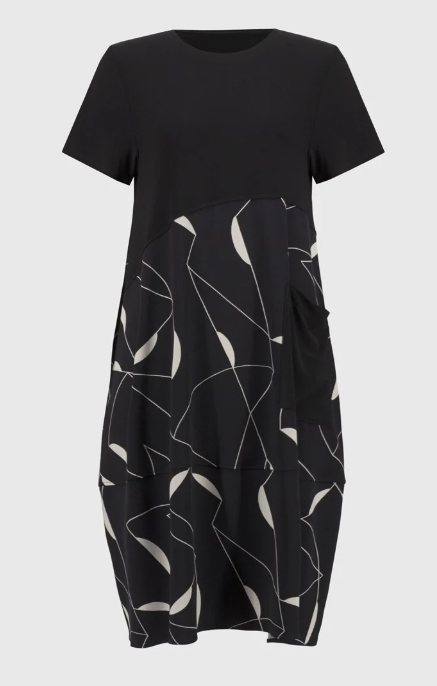 Joseph Ribkoff - Silky Knit Geometric Print Trapeze Dress