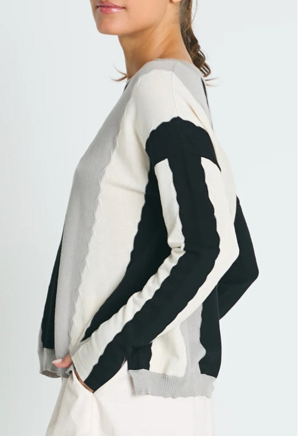 Planet By Lauren G Pima Cotton Ric-Rac Crewneck Sweater