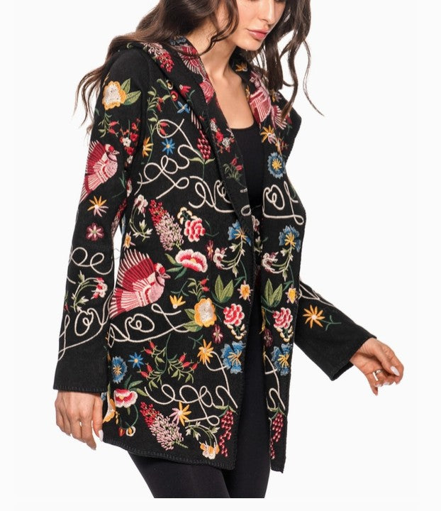 Adore Apparel - Floral Embroidered Cardifan w/ Hood