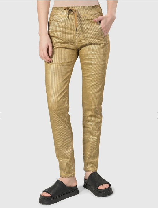 Alembika Pants - Pinstripe Iconic Stretch Jeans, Gold