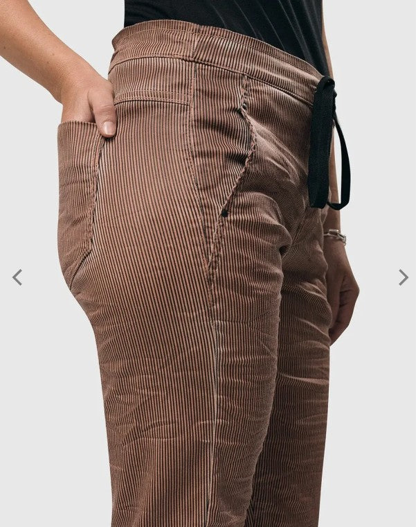 Alembika Pants - Pinstripe Iconic Stretch Jeans, Coral