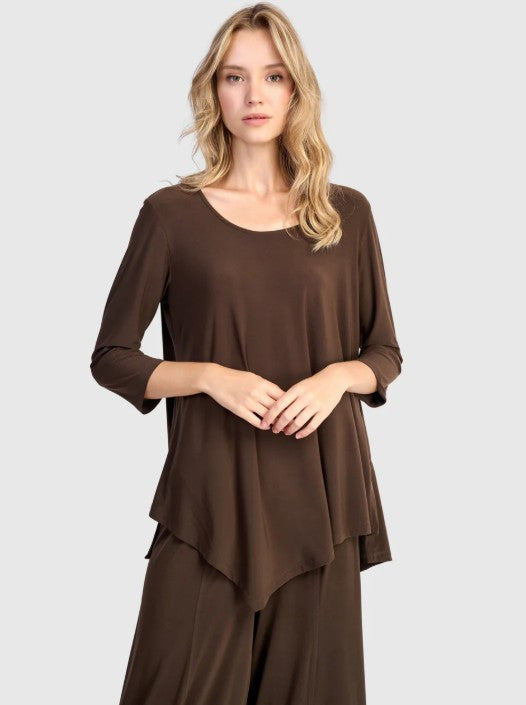 Alembika Essentials - Essential Slinky Point Hem Top, Sephia