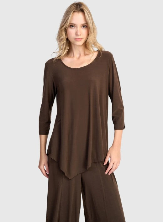 Alembika Essentials - Essential Slinky Point Hem Top, Sephia