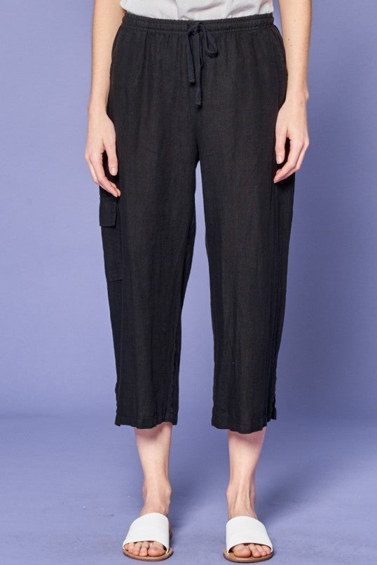 Focus Clothing - French Linen Cargo Capri  FINAL SALE ITEM