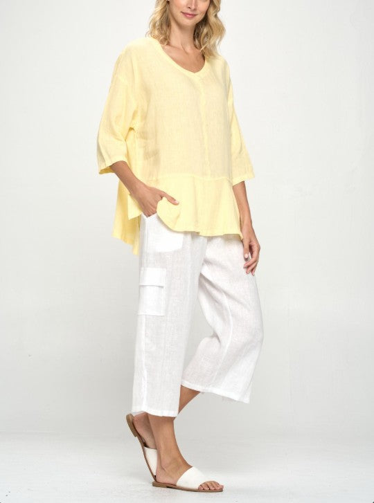 Focus Clothing - French Linen Cargo Capri  FINAL SALE ITEM