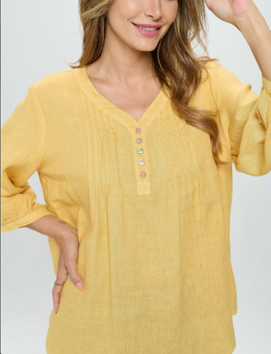 Focus Clothing - French Linen Pintuck Tunic FINAL SALE ITEM