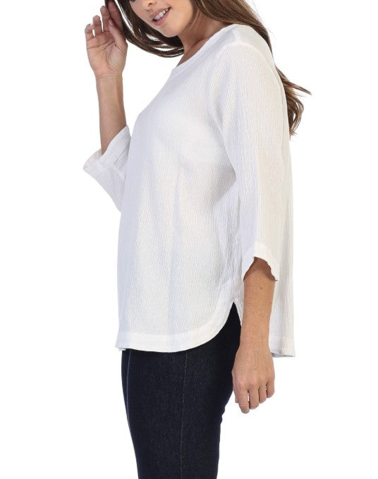 Focus Clothing - Crinkle Gauze Round Neck Pullover FINAL SALE ITEM