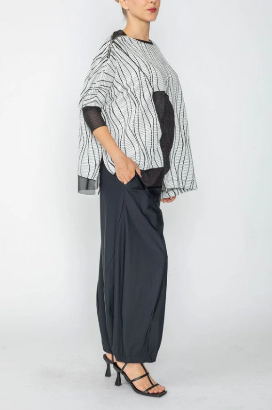 IC Collection - TOP WITH MESH SLEEVE ASYMMETRICAL