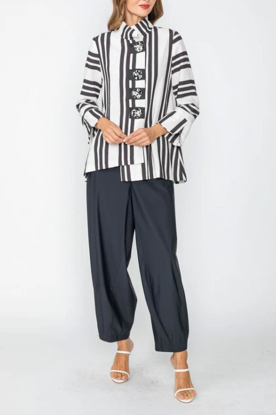IC Collection - STRIPE JACKET WITH BUTTON CLOSURE