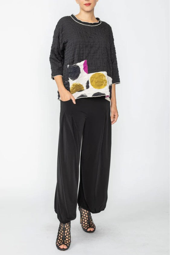 IC Collection - BUBBLE CHECK PRINT CONTRAST MERROW DETAIL TOP