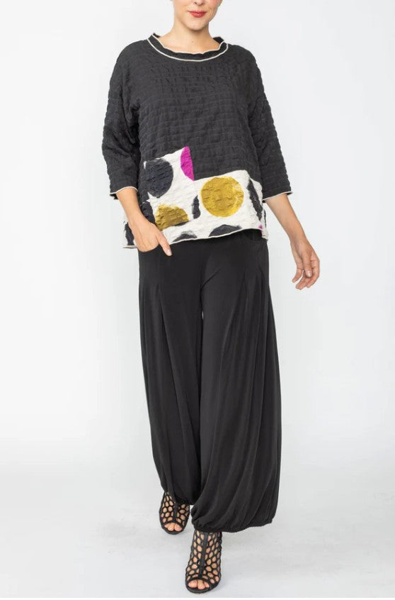 IC Collection - BUBBLE CHECK PRINT CONTRAST MERROW DETAIL TOP