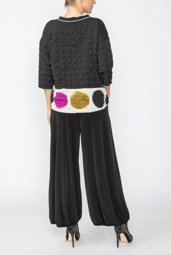 IC Collection - BUBBLE CHECK PRINT CONTRAST MERROW DETAIL TOP
