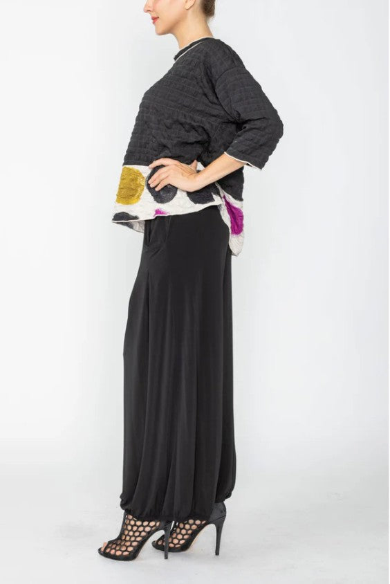 IC Collection - BUBBLE CHECK PRINT CONTRAST MERROW DETAIL TOP