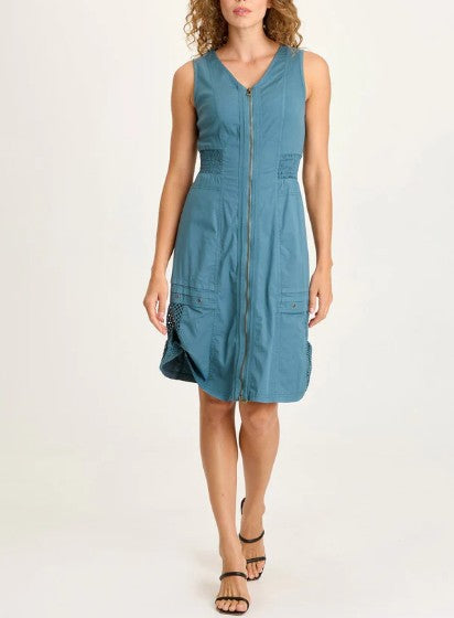 XCVI - Holland Poplin/Mesh Front-Zip Dress