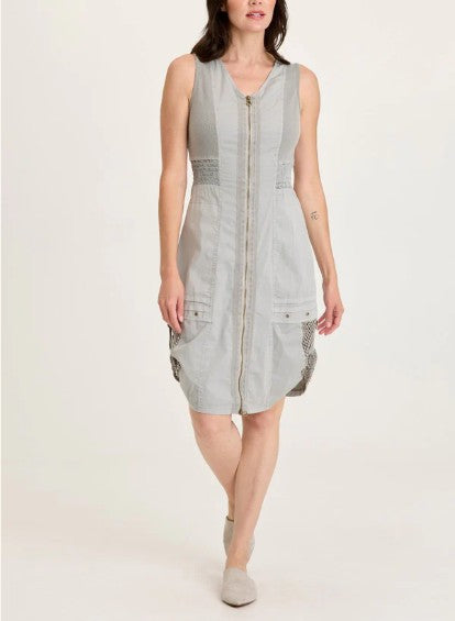 XCVI - Holland Poplin/Mesh Front-Zip Dress