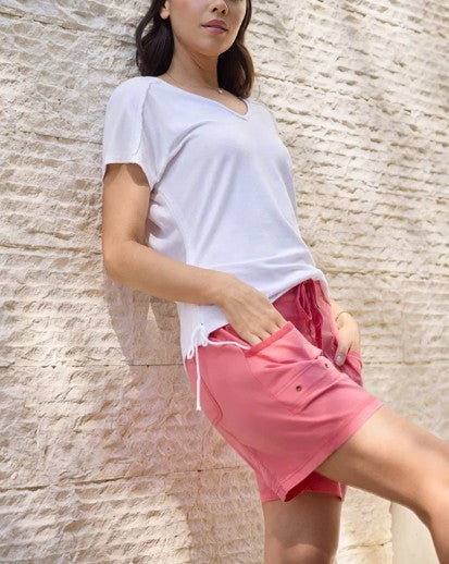 Wearables By XCVI - Greta Poplin Smocked-Waist Short