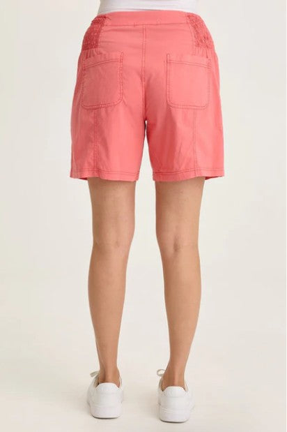 Wearables By XCVI - Greta Poplin Smocked-Waist Short