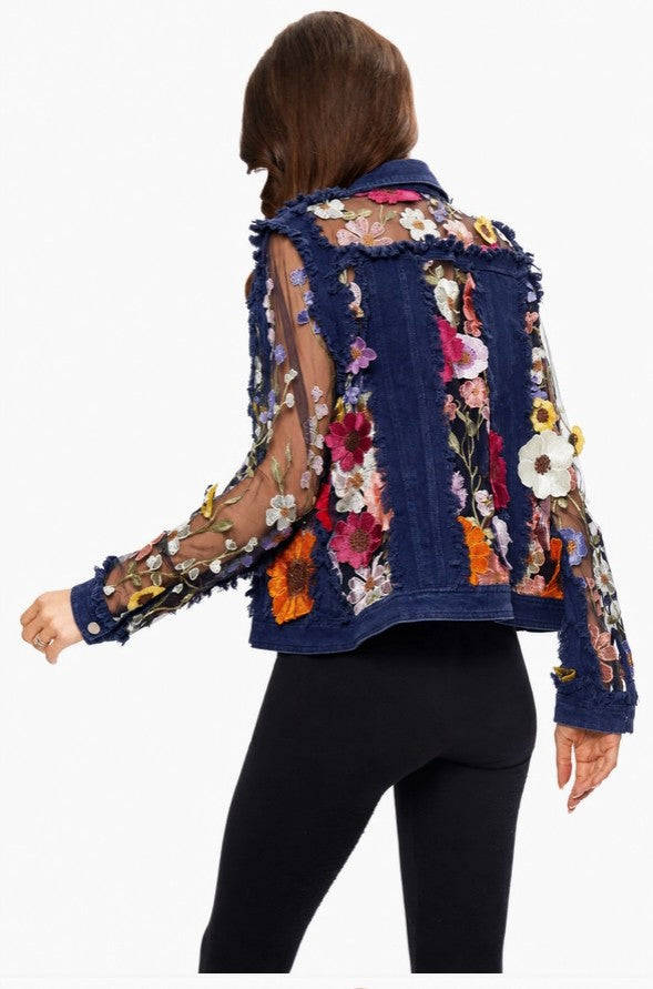 Adore Apparel - Denim Jacket with Floral Embroidery