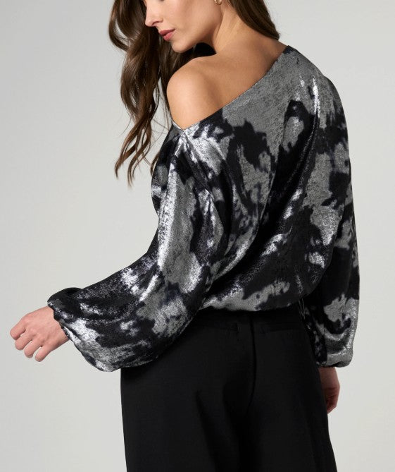 Liverpool Clothing - Long Sleeve One Shoulder Woven Top W/ Ties