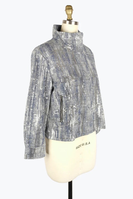 Damee Jackets - SEQUINED DENIM BIKER JKT