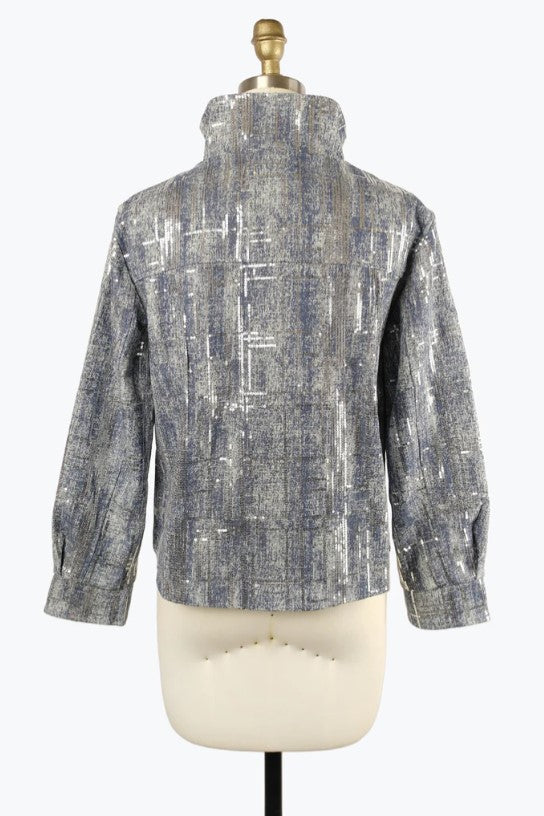 Damee Jackets - SEQUINED DENIM BIKER JKT