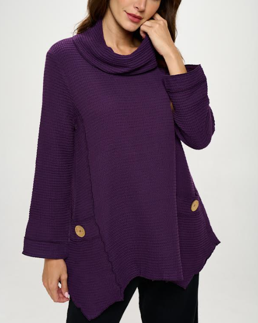 Focus Clothing - Feather Waffle Mock Neck Merrow Tunic FINAL SALE ITEM