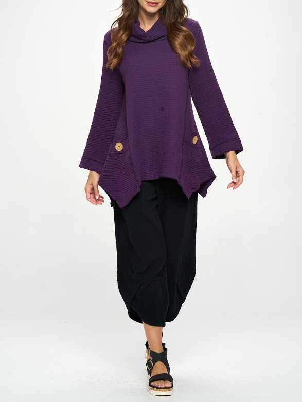 Focus Clothing - Feather Waffle Mock Neck Merrow Tunic FINAL SALE ITEM