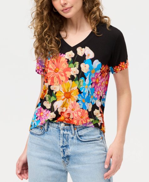Johnny Was - The Janie Favorite Short Sleeve V‑Neck Tee Final Sale Item